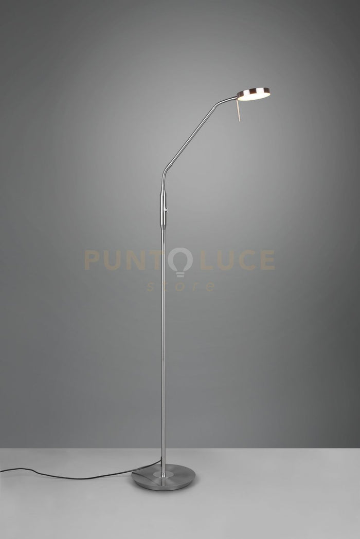 MONZA PIANTANA LED 12W 1400lm, 2300+3000+4000K CON 2 SNODI FLESSIBILI ACCIAIO E CROMO DIMMERABILE H.145CM