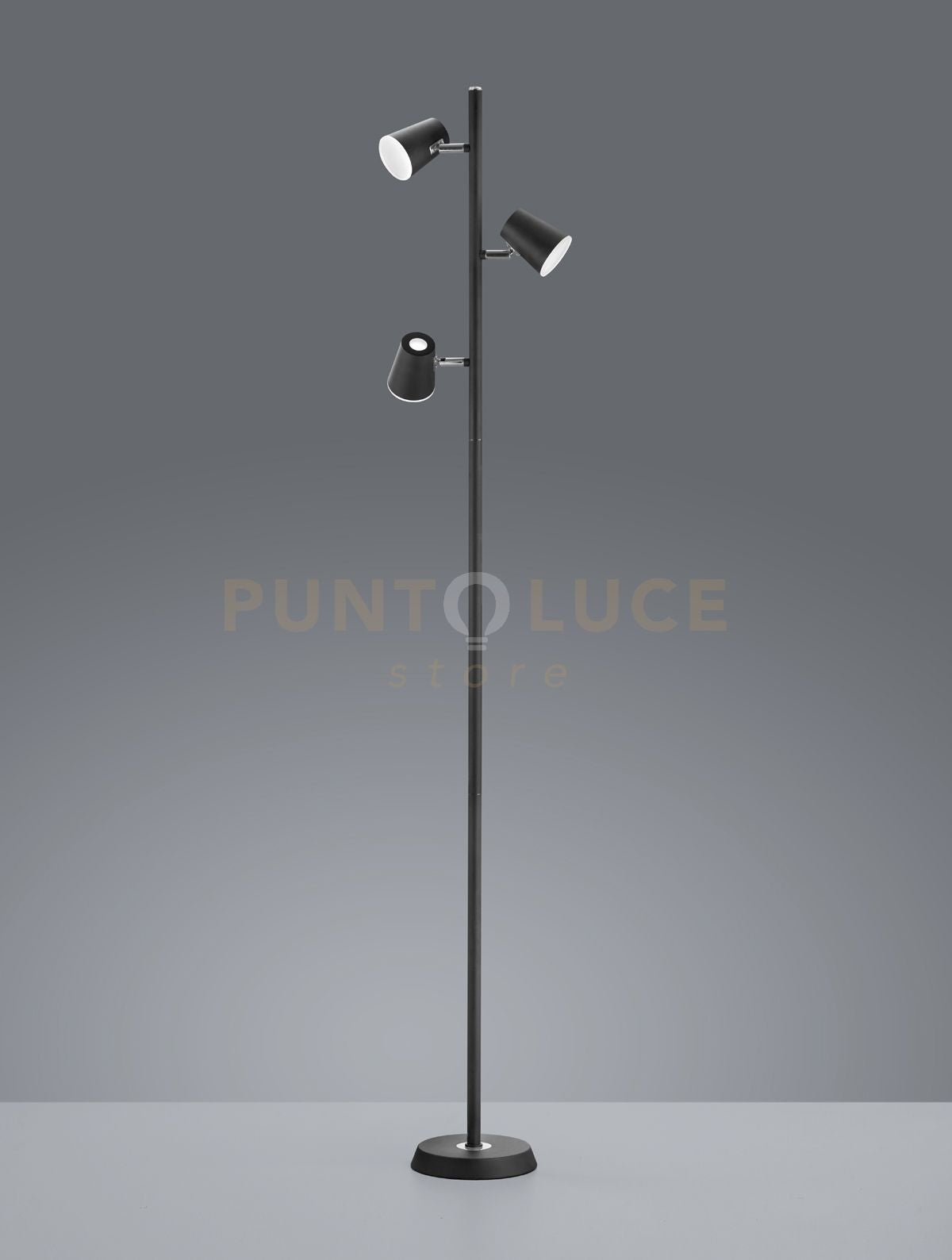 NARCOS PIANTANA LED 20,7W 1980lm, 3000K 3 DIFFUSORI ORIENTABILI LUCE PASSANTE NERO OPACO CON TOUCH DIMMER 4 INTENSITA' H.154CM