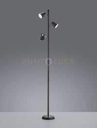 NARCOS PIANTANA LED 20,7W 1980lm, 3000K 3 DIFFUSORI ORIENTABILI LUCE PASSANTE NERO OPACO CON TOUCH DIMMER 4 INTENSITA' H.154CM