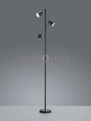 NARCOS PIANTANA LED 20,7W 1980lm, 3000K 3 DIFFUSORI ORIENTABILI LUCE PASSANTE NERO OPACO CON TOUCH DIMMER 4 INTENSITA' H.154CM