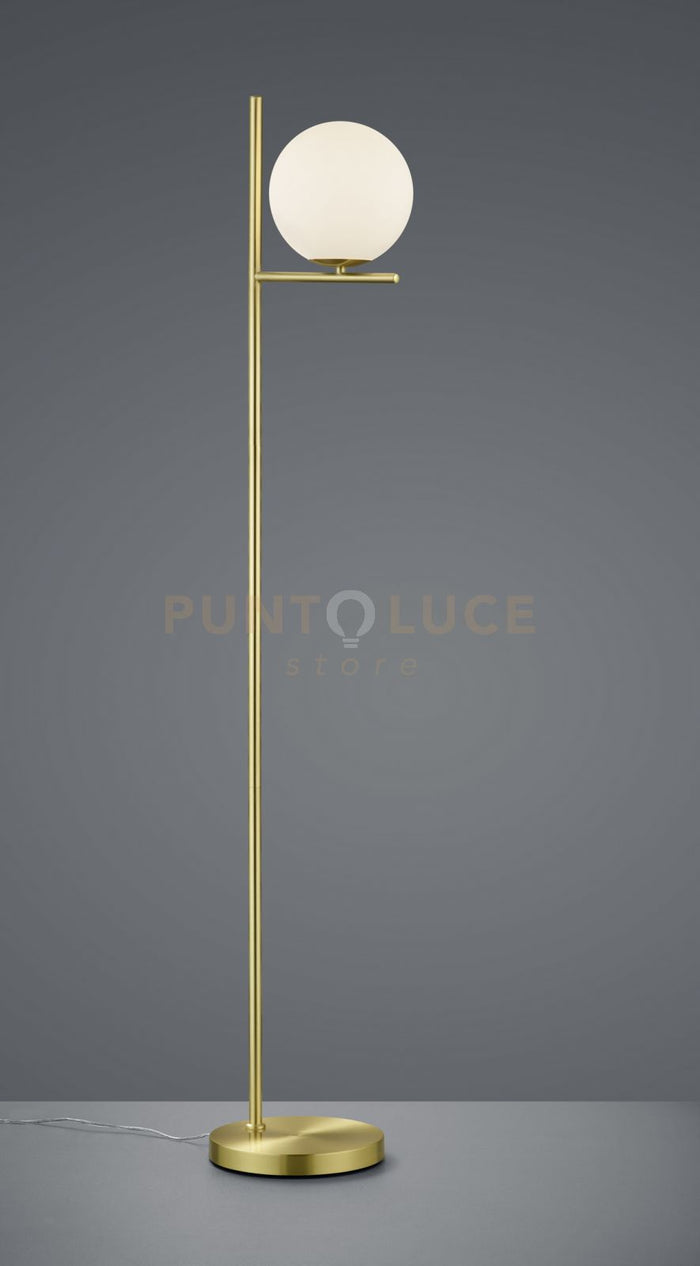 PURE PIANTANA METALLO COLORE OTTONE OPACO CON SFERA BIANCA H. 150CM 1 LUCE ATTACCO E14