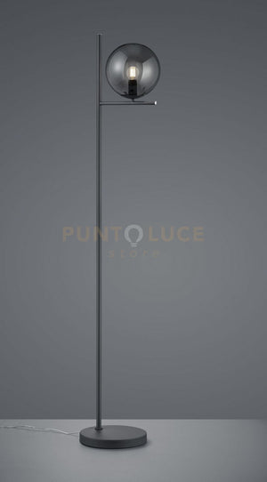 PURE PIANTANA METALLO COLORE ANTRACITE CON SFERA FUME' H. 150CM 1 LUCE ATTACCO E14