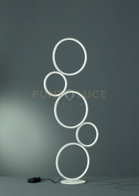 RONDO LAMPADA DA TERRA LED 36W 4700lm, 3000K 5 CERCHI METALLO BIANCA OPACO DIMMERABILE H. 45CM