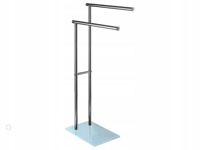 Piantana portasciugamani 2 bracci in acciaio cromato con base in vetro Art.59967