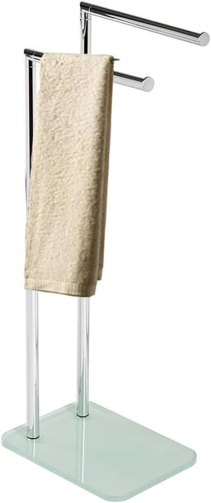 Piantana portasciugamani 2 bracci in acciaio cromato con base in vetro Art.59967