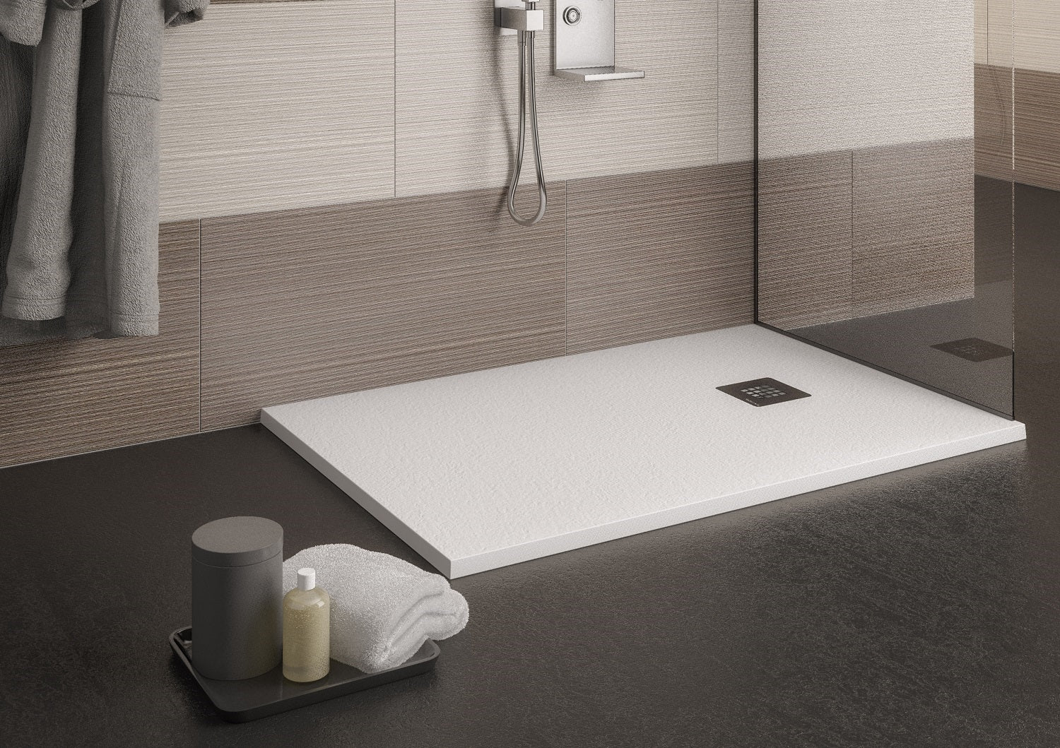 Piatto doccia marmoresina gelcoat pieno bianco h.2,8cm Doliso Elostone Bianco,70x150 cm