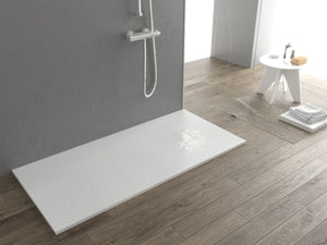 Piatto doccia ultra slim, in smc effetto pietra bianco h 2,6cm Sicena Plaget Bianco,90x180 cm