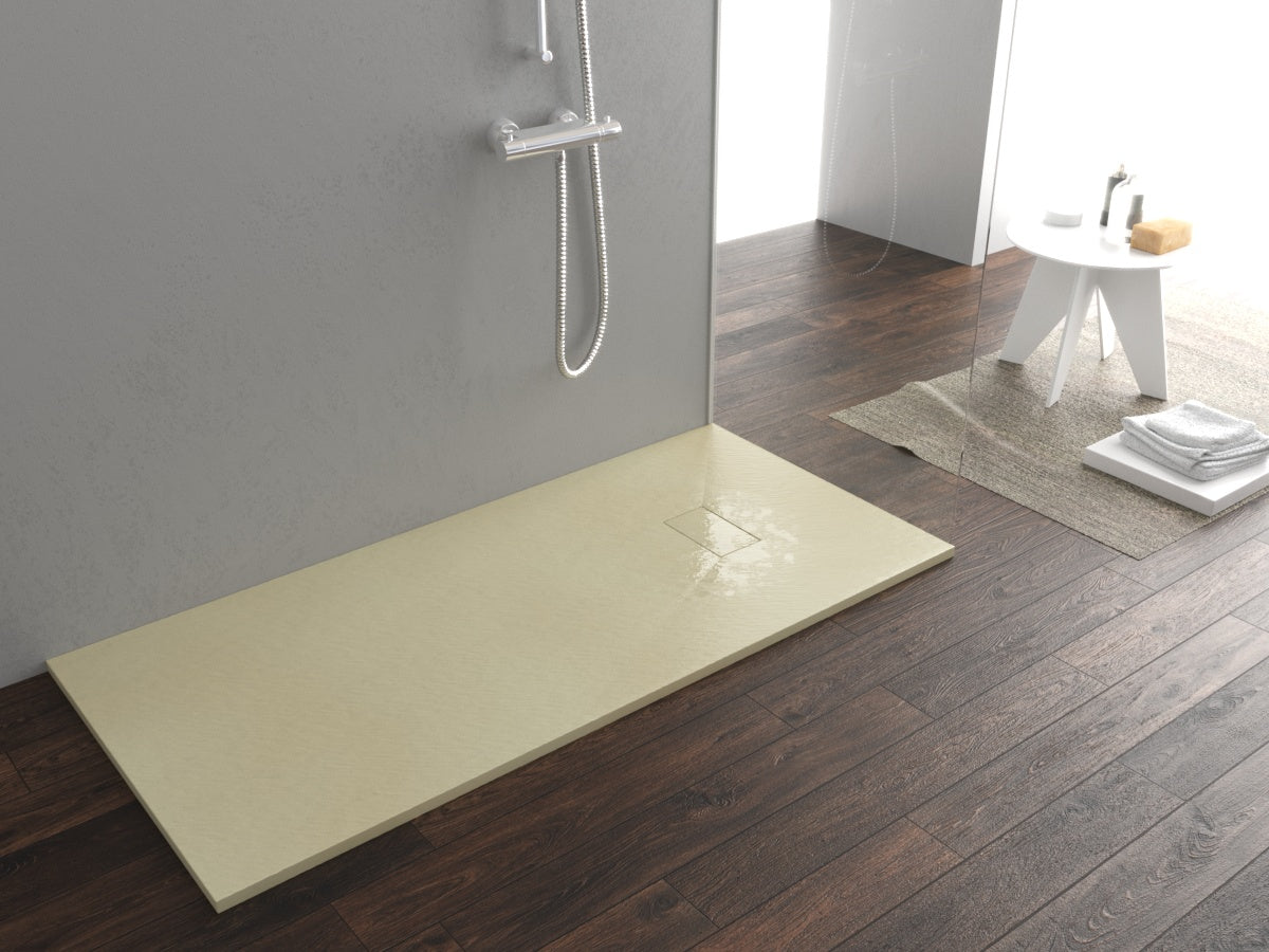 Piatto doccia ultra slim, in smc effetto pietra tortora beige h 2,6cm Sicena Plaget Tortora-Beige,70x90 cm