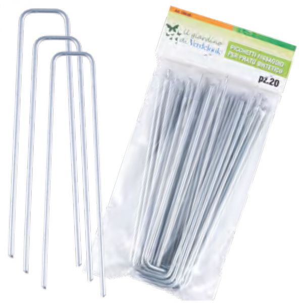 Picchetti ferma prato sintetico 20 pz 20 x 4 cm fermaprato