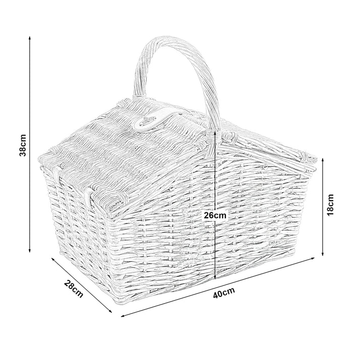 Cestino da Picnic Bucchianico per 2 Persone in Vimini con Accessori e Coperta casa.pro