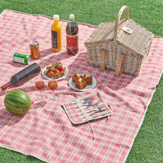 Cestino da Picnic Bucchianico per 2 Persone in Vimini con Accessori e Coperta casa.pro
