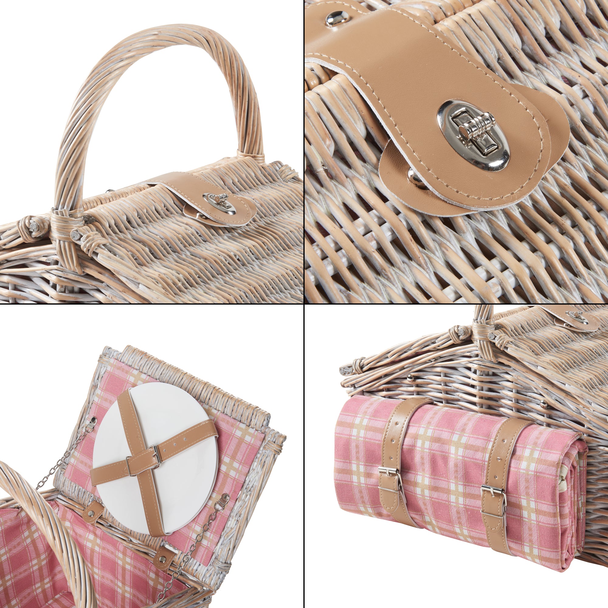 Cestino da Picnic Bucchianico per 2 Persone in Vimini con Accessori e Coperta casa.pro