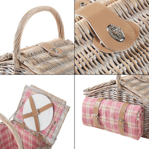 Cestino da Picnic Bucchianico per 2 Persone in Vimini con Accessori e Coperta casa.pro