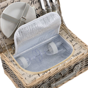 Cestino da Picnic per 2 Persone Valigia Picnic in Rami di Salice Vintage - Interno Fantasia casa.pro