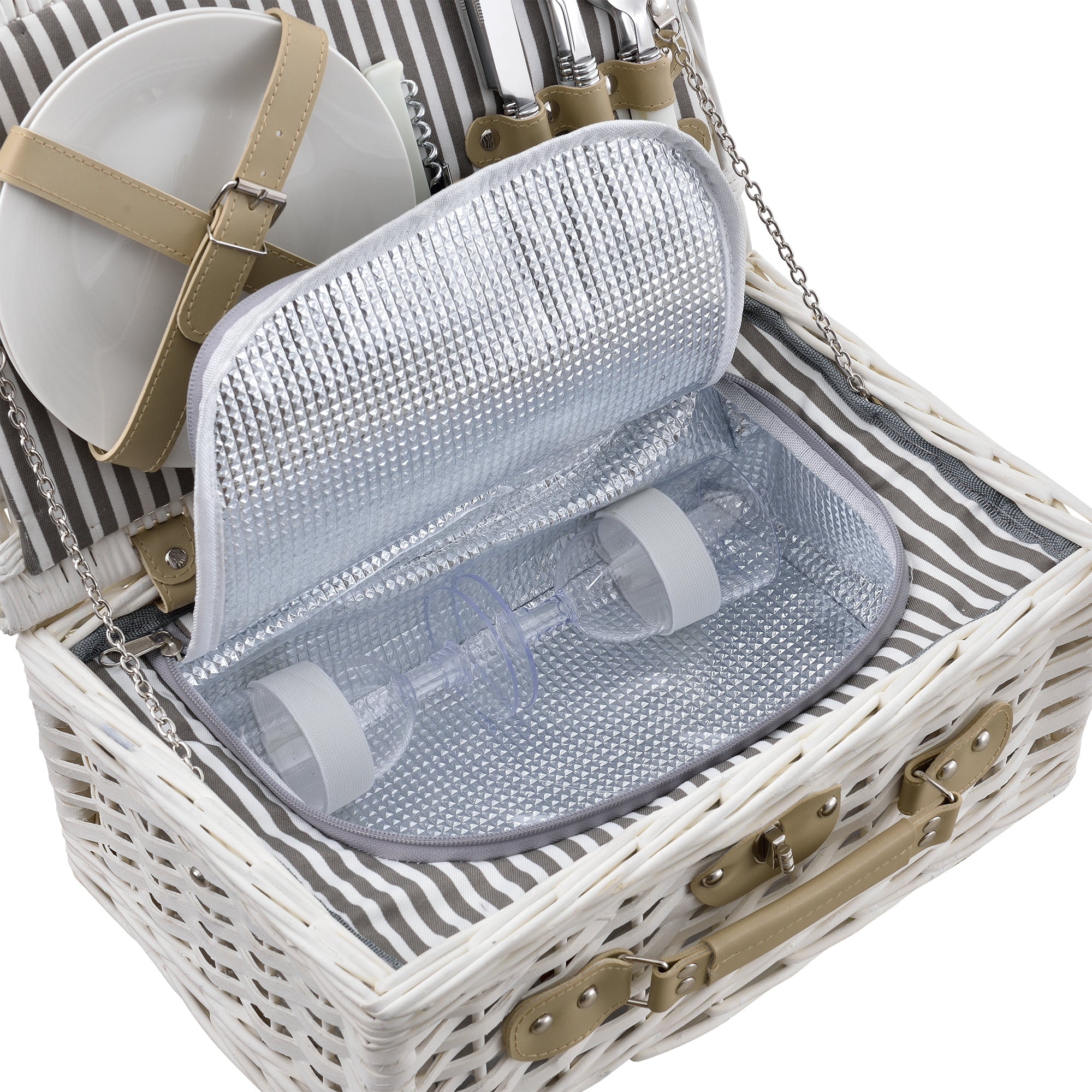 Cestino da Picnic per 2 Persone Valigia Picnic in Rami di Salice Vintage - Esterno Bianco casa.pro