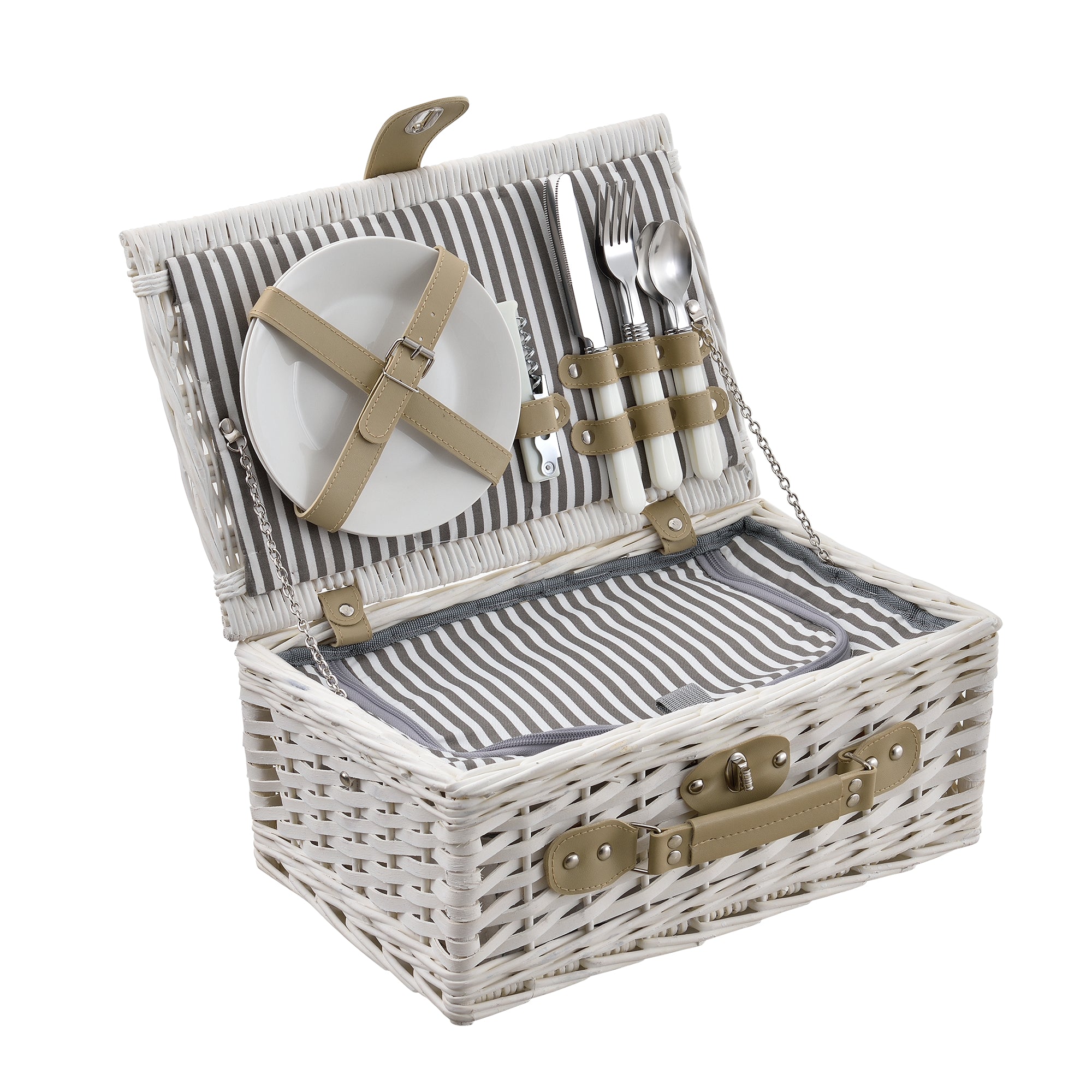 Cestino da Picnic per 2 Persone Valigia Picnic in Rami di Salice Vintage - Esterno Bianco casa.pro