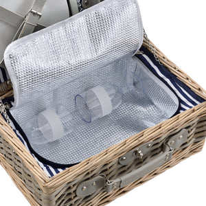 Cestino da Picnic per 2 Persone Valigia Picnic in Rami di Salice Vintage - Interno Blu-Bianco casa.pro