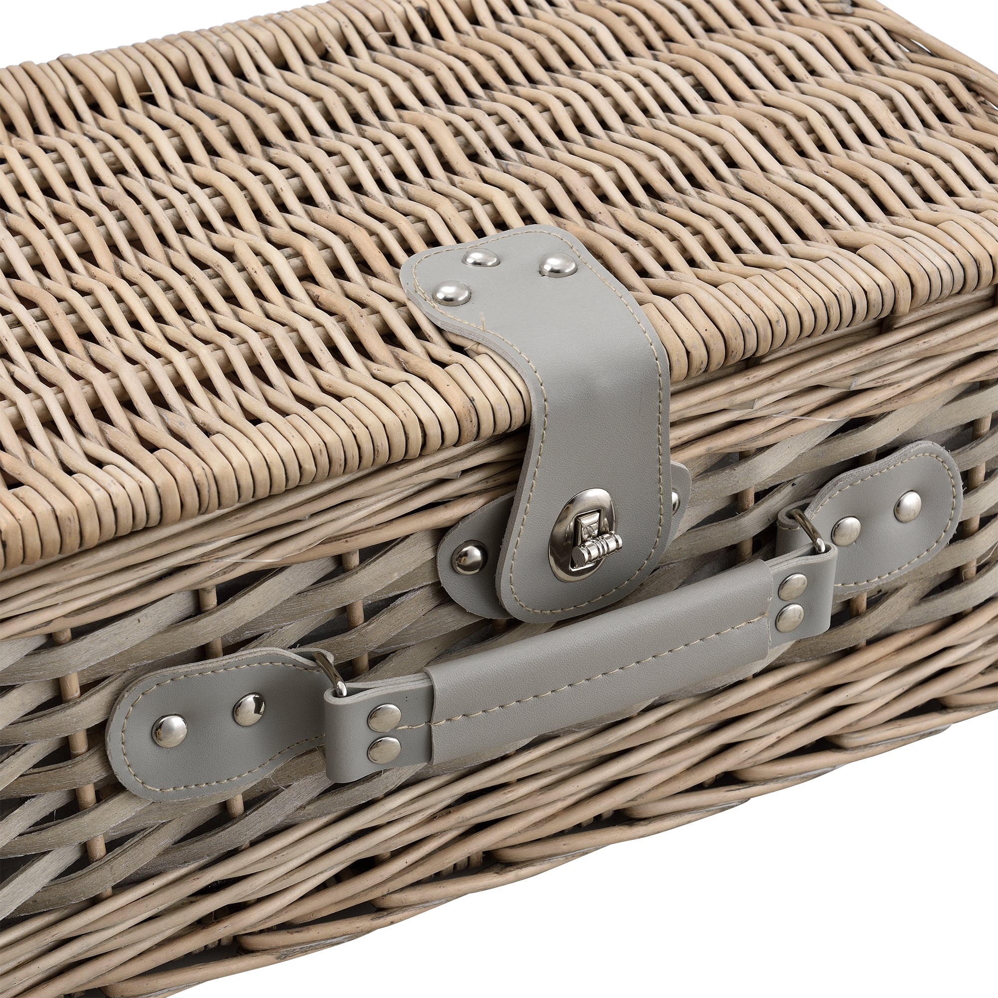 Cestino da Picnic per 2 Persone Valigia Picnic in Rami di Salice Vintage - Interno Blu-Bianco casa.pro