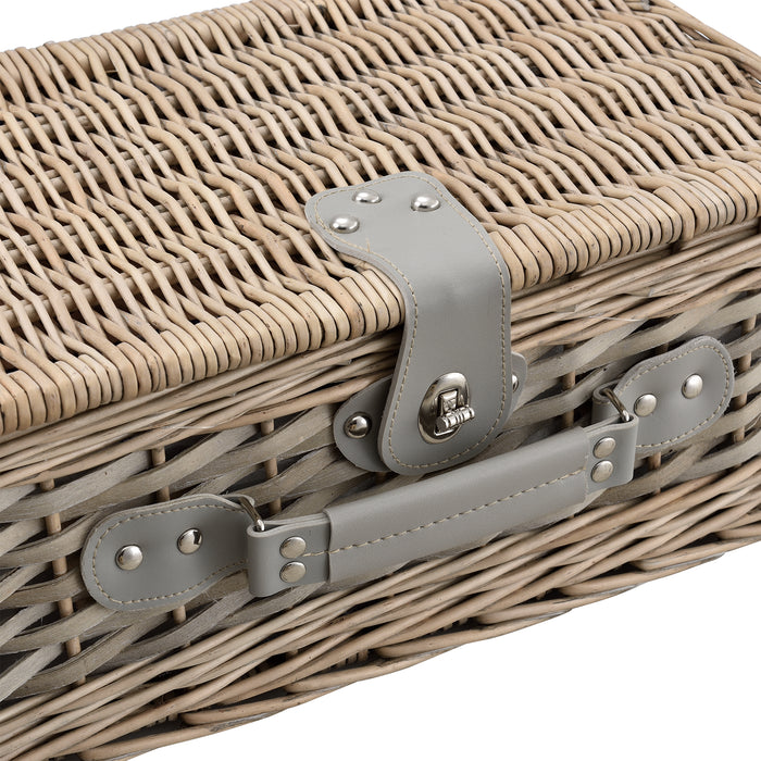 Cestino da Picnic per 2 Persone Valigia Picnic in Rami di Salice Vintage - Interno Blu-Bianco casa.pro