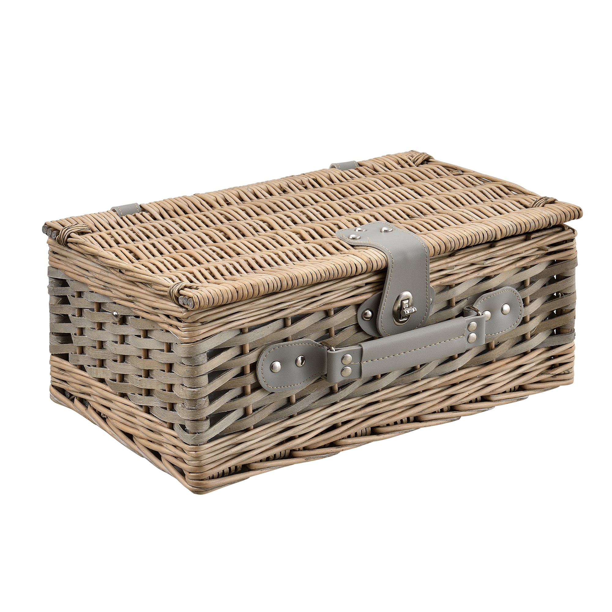 Cestino da Picnic per 2 Persone Valigia Picnic in Rami di Salice Vintage - Interno Blu-Bianco casa.pro