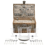 Cestino da Picnic per 4 Persone Valigia Picnic in Rami di Salice Vintage - Interno Fantasia casa.pro