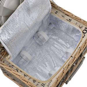 Cestino da Picnic per 4 Persone Valigia Picnic in Rami di Salice Vintage - Interno Fantasia casa.pro