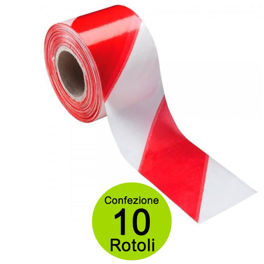 Multipack 10 pz nastri segnaletici bianco rosso metri 2000 cantieri incidenti agricoltura