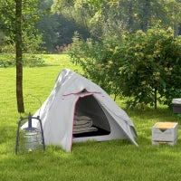 Tenda da Campeggio con Borsa da Trasporto, in Poliestere e Alluminio, 300x135x110 cm, Grigio Chiaro