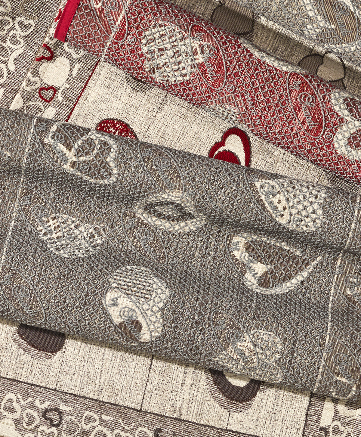 Tappeto LOVELY beige rosso moderno cuori, tappetino multiuso lavabile antiscivolo cm.55x80