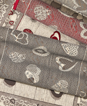 Tappeto LOVELY beige rosso moderno cuori, tappetino multiuso lavabile antiscivolo cm.55x80