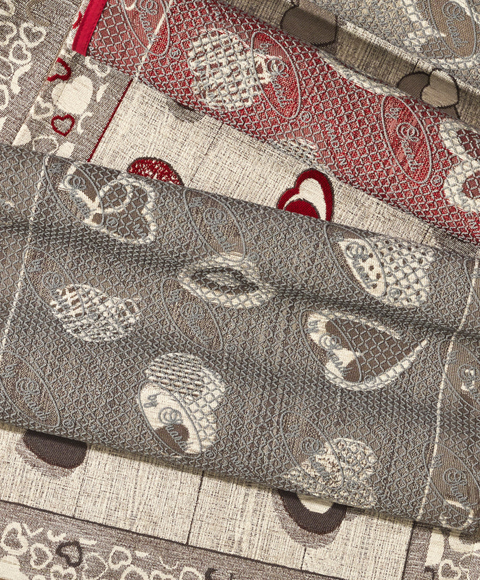 Tappeto LOVELY beige tortora moderno cuori, tappetino multiuso lavabile antiscivolo cm.55x80