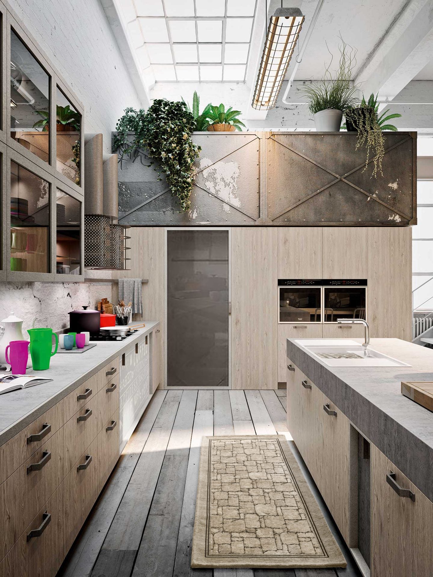 Tappeto WALL TORTORA disegno effetto muro pietra, passatoia cucina multiuso lavabile antiscivolo cm.55x115