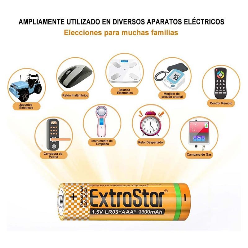 Pila Batteria LR03 AAA Mini Stilo 1,5V 1300mAh MN2400 Alcalina Confezione da 8 Pezzi