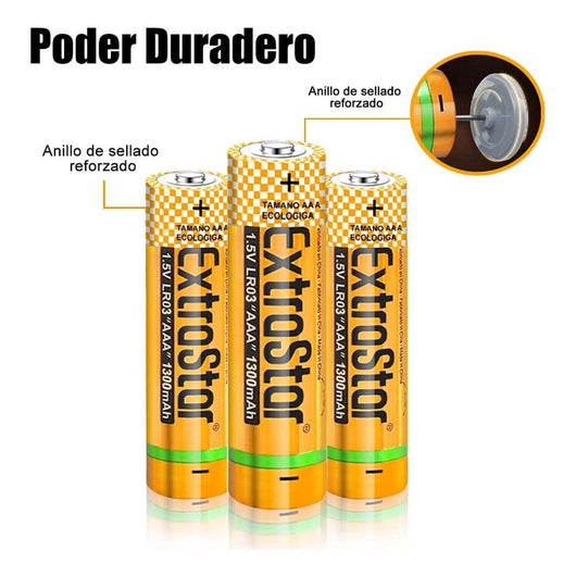 Pila Batteria LR03 AAA Mini Stilo 1,5V 1300mAh MN2400 Alcalina Confezione da 12 Pezzi