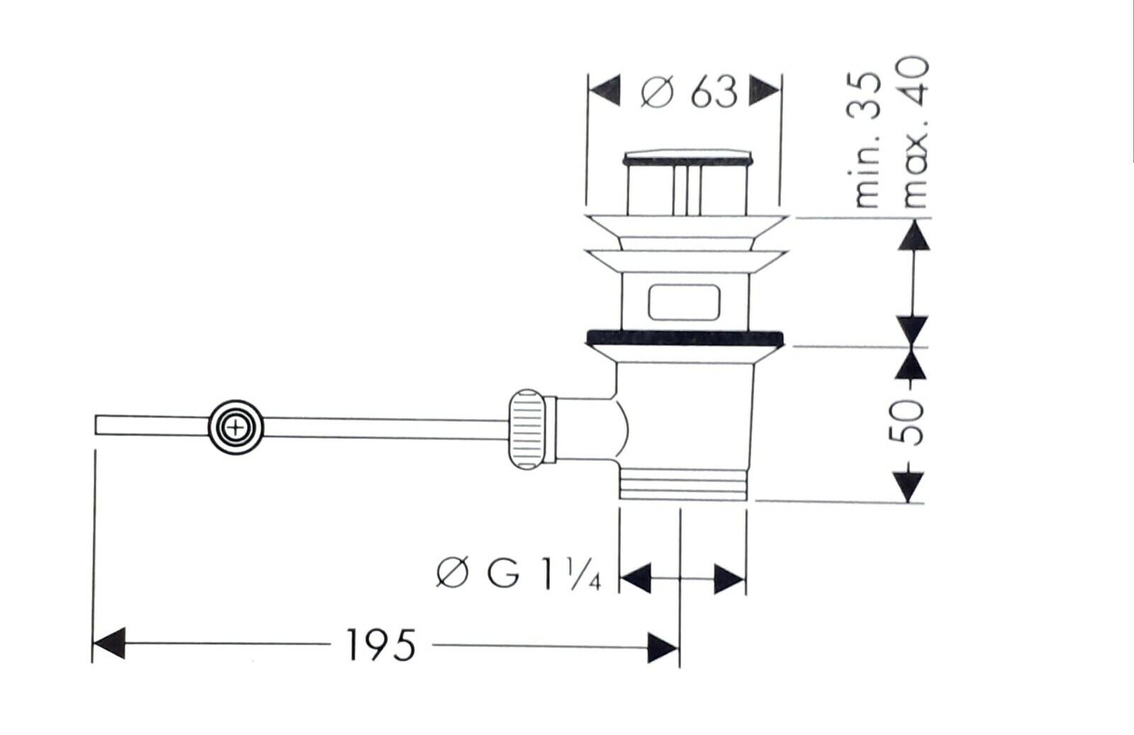 Piletta scarico a saltarello con aste e tappo per lavabo bidet 1" 1/4 ART.52360