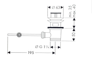 Piletta scarico a saltarello con aste e tappo per lavabo bidet 1" 1/4 ART.52360