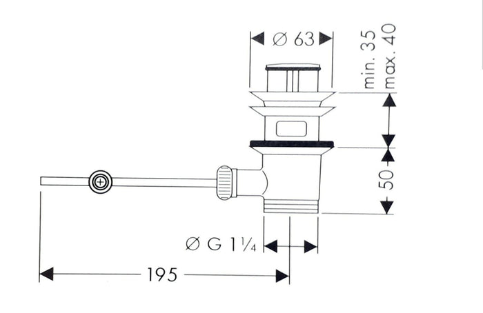 Piletta scarico a saltarello con aste e tappo per lavabo bidet 1" 1/4 ART.52360