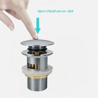 Piletta scarico click clack universale 1/4'' Argento tappo lavabo lavello 59601