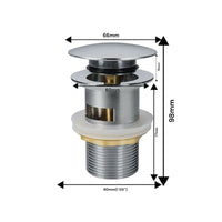 Piletta scarico click clack universale 1/4'' Argento tappo lavabo lavello 59601