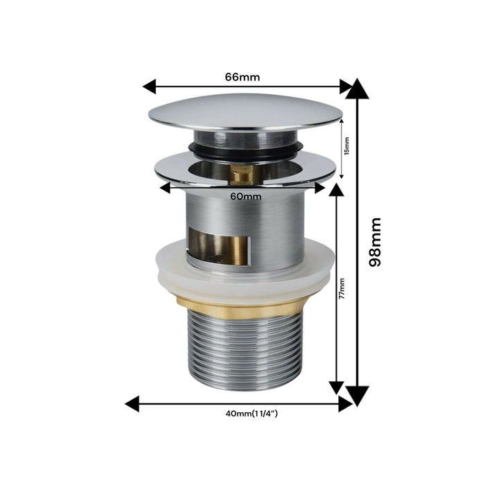 Piletta scarico click clack universale 1/4'' Argento tappo lavabo lavello 59601
