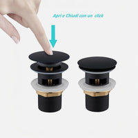 Piletta scarico click clack universale 1/4" Nera tappo lavabo lavello 59606