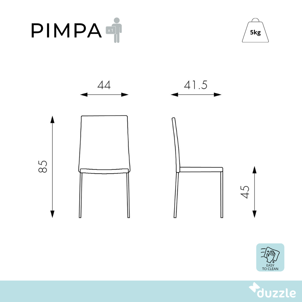 Pimpa, Set di 4 sedie in similpelle Beige (41.5cm X 44cm H. 85cm) | Duzzle