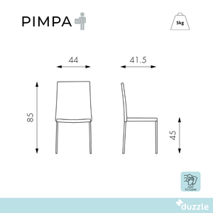 Pimpa, Set di 4 sedie in similpelle Beige (41.5cm X 44cm H. 85cm) | Duzzle