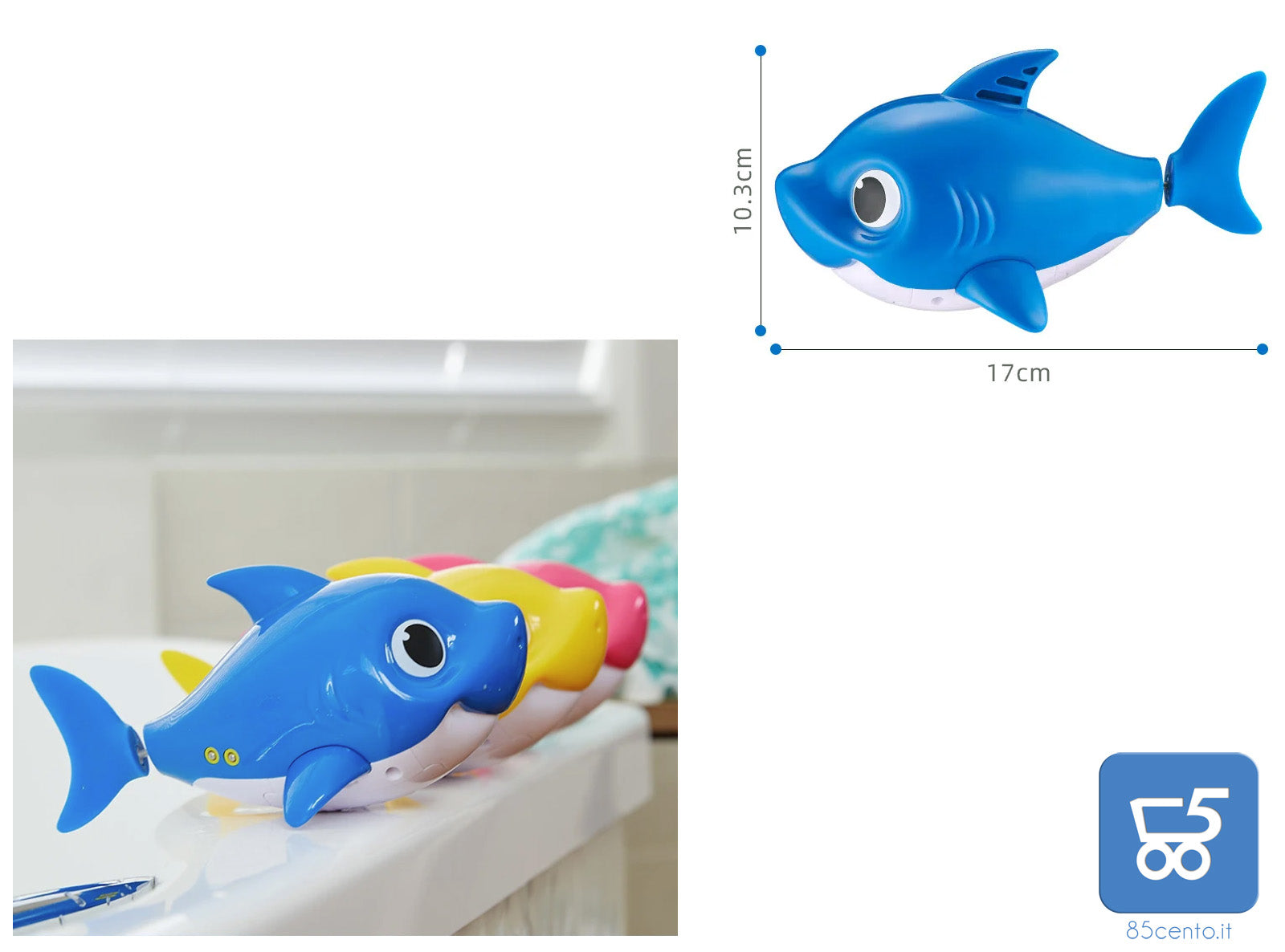 Pinkfong Baby Shark Giocattolo da Bagno Canta e Nuota per Davvero a Batteria Blu per Bambini +18 Mesi, Nuota per Davvero!