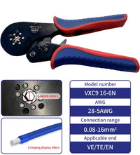 Pinza Crimpatrice Capicorda esagonale 0.08-16mm2 30-6AWG Pinza a Cricchetto