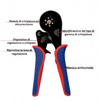 Pinza Crimpatrice Capicorda esagonale 0.08-16mm2 30-6AWG Pinza a Cricchetto