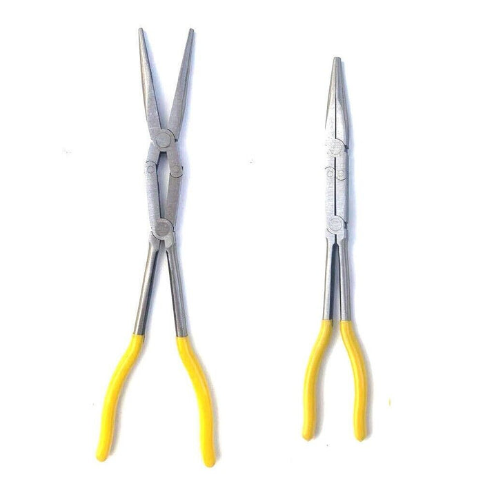 Pinza extra lunga 340mm becchi lunghi dritto a doppio snodo per valvole molle