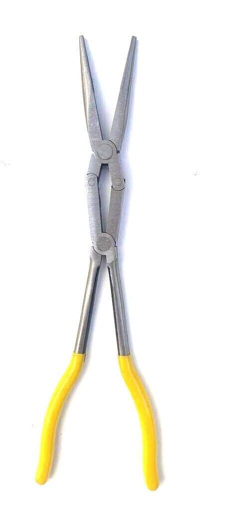 Pinza extra lunga 340mm becchi lunghi dritto a doppio snodo per valvole molle