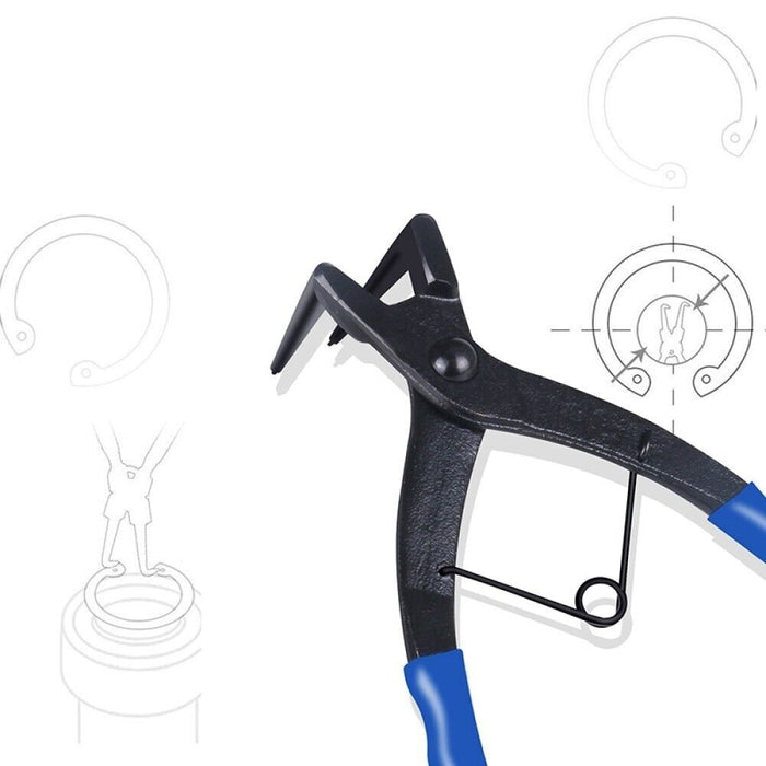 Pinza per anelli elastici seeger interni esterni becchi ad angolo 90 gradi 19508