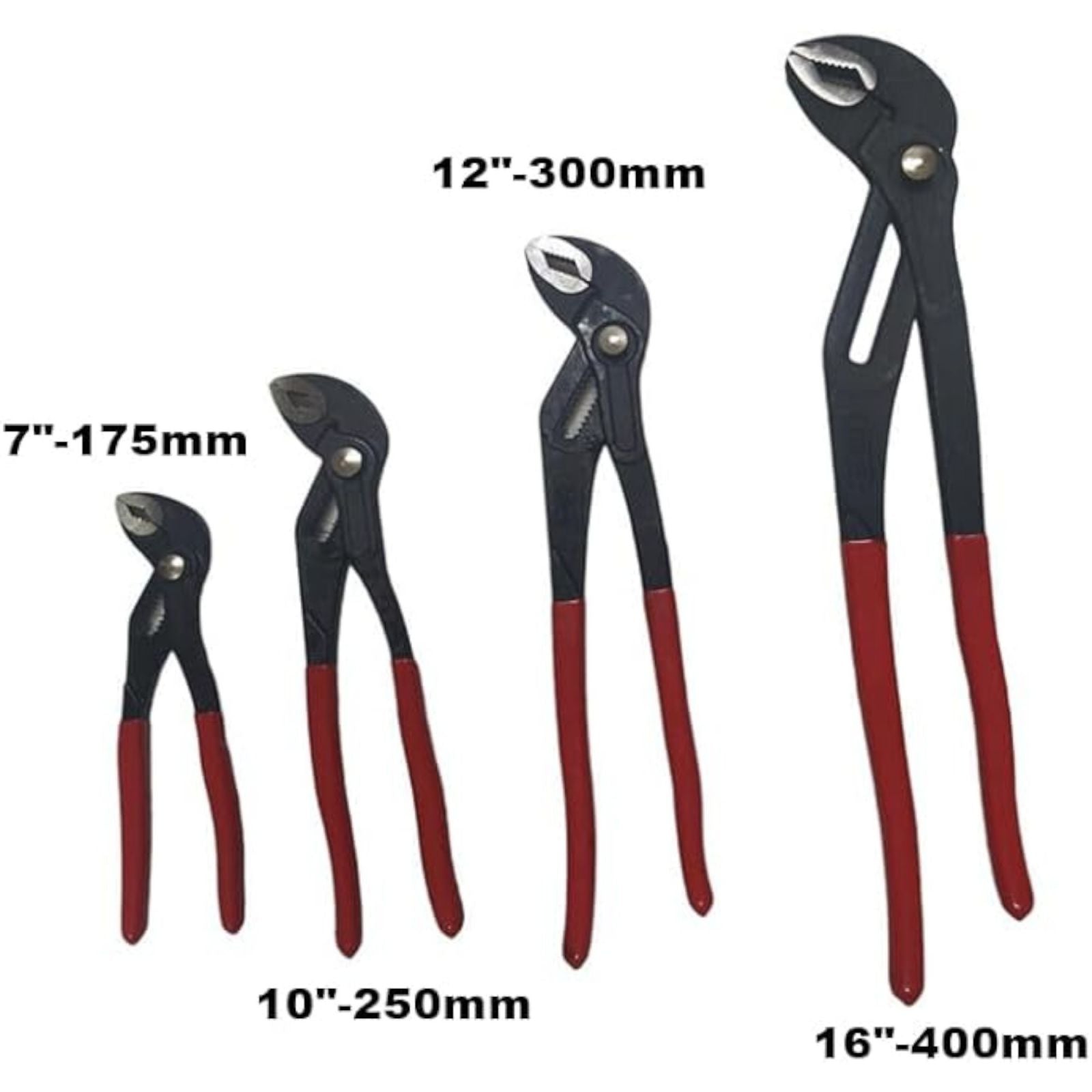 Pinze Poligrip Set 4 PZ Pinze Pappagallo Con Pulsante Regolabile 7" 10" 12" 16''